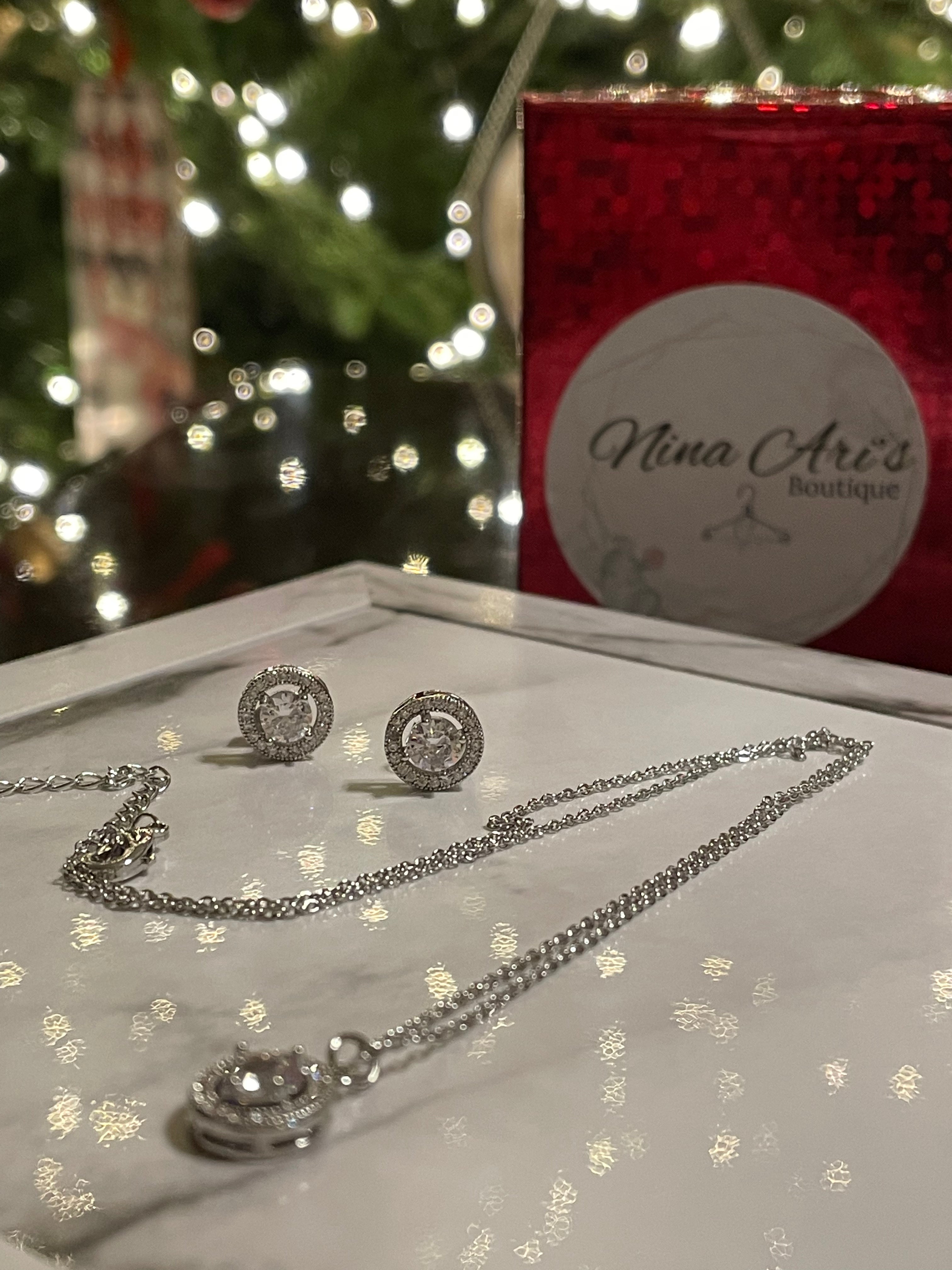 Cubic Zirconia Necklace & Earrings Set