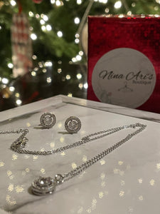 Cubic Zirconia Necklace & Earrings Set