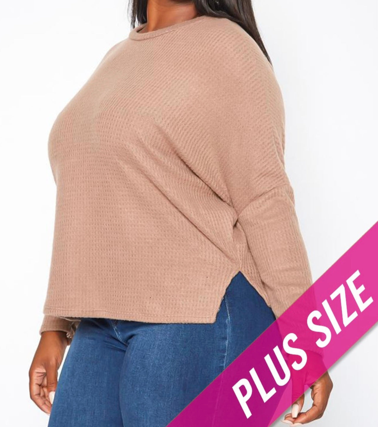 Curvy Mocha Waffle Top - Size 3X