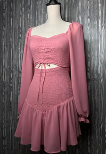Luna Smocked Long Sleeve Dress - Size L